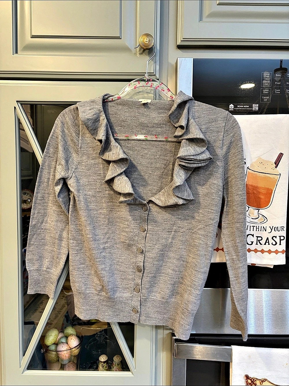 J.Crew Vintage Merino Wool Ruffle Cardigan Gray Small